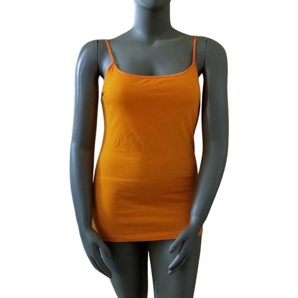 AMBIANCE Stretch Camisole Tank Top Built In Shelf Bra 1X Plus Size Orange NWT - Picture 11 of 15